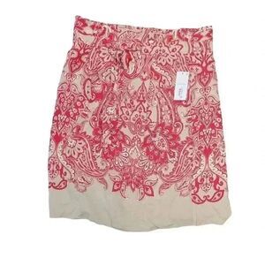 Liz Claiborne Women's Ivory & Red Rayon Floral Print Relaxed Fit Skirt NEW